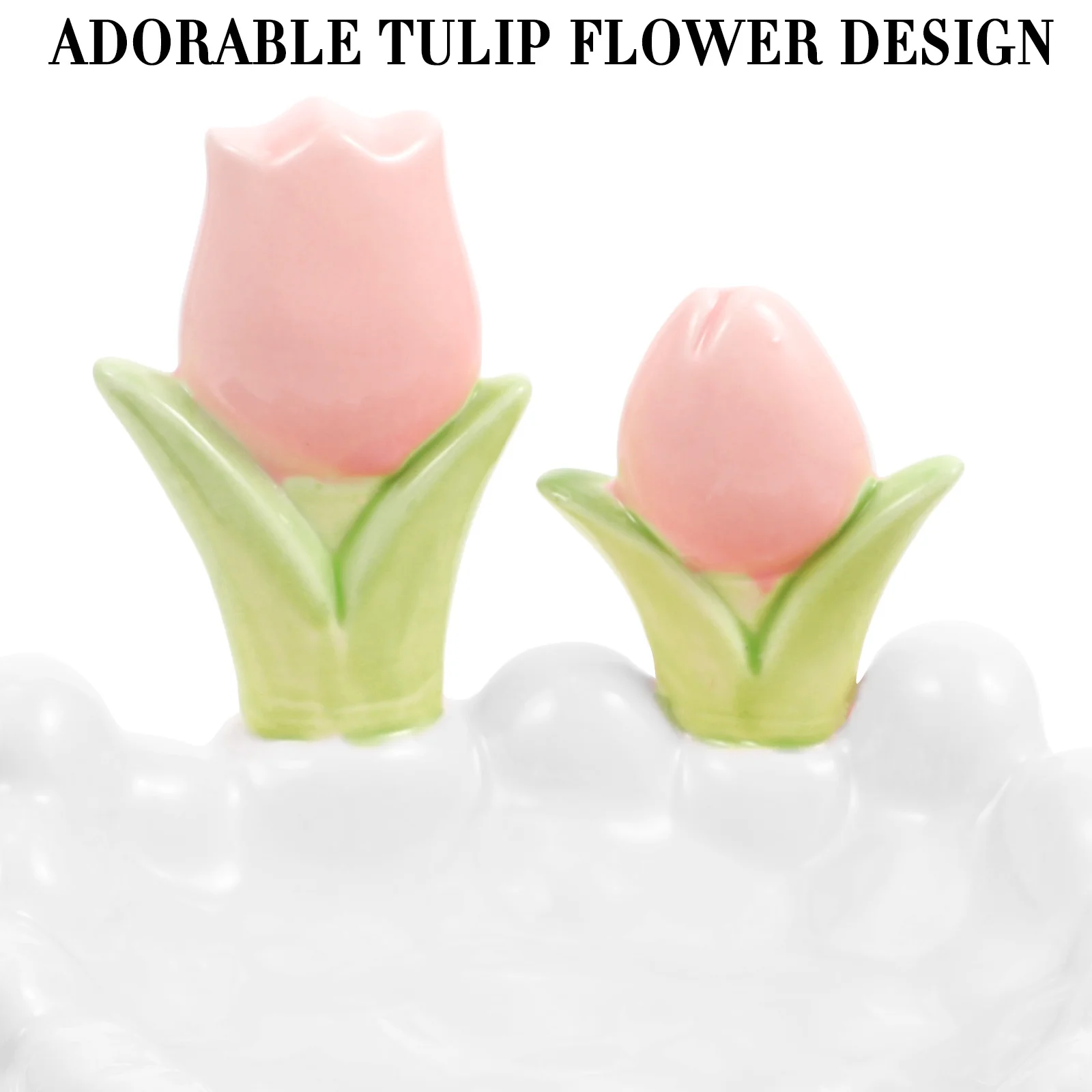 

Ceramic Tulip Flower Soap Holder Self Draining Soap Dish for Bathroom Kitchen Counter Decoration Bathroom Supplies,