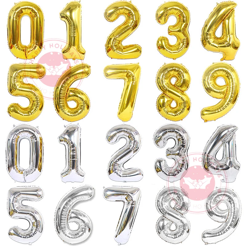 

0-9 Number Balloon Aluminum Film Ballon 40inch Super Large Globos Silver Green Rose Gold Gradient Aluminum Foil Balloons