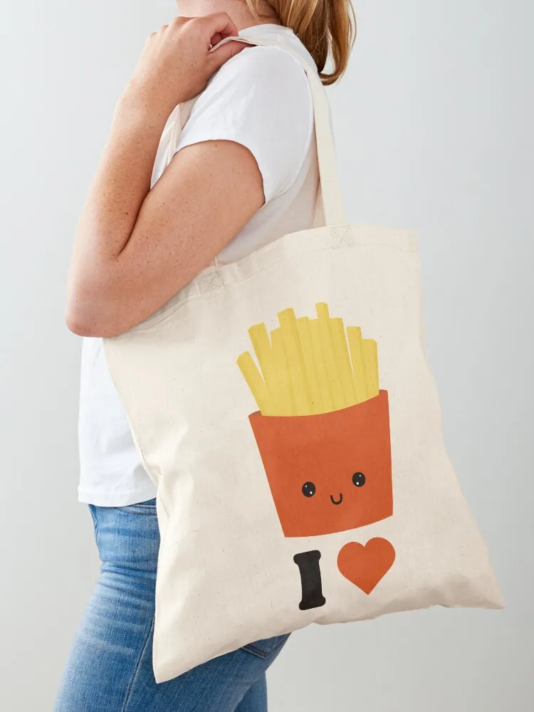 I love French fries Cute Kawaii pattern fast food junk food chips Cute food Tote Bag tote bag free delivery bags Canvas Tote Bag