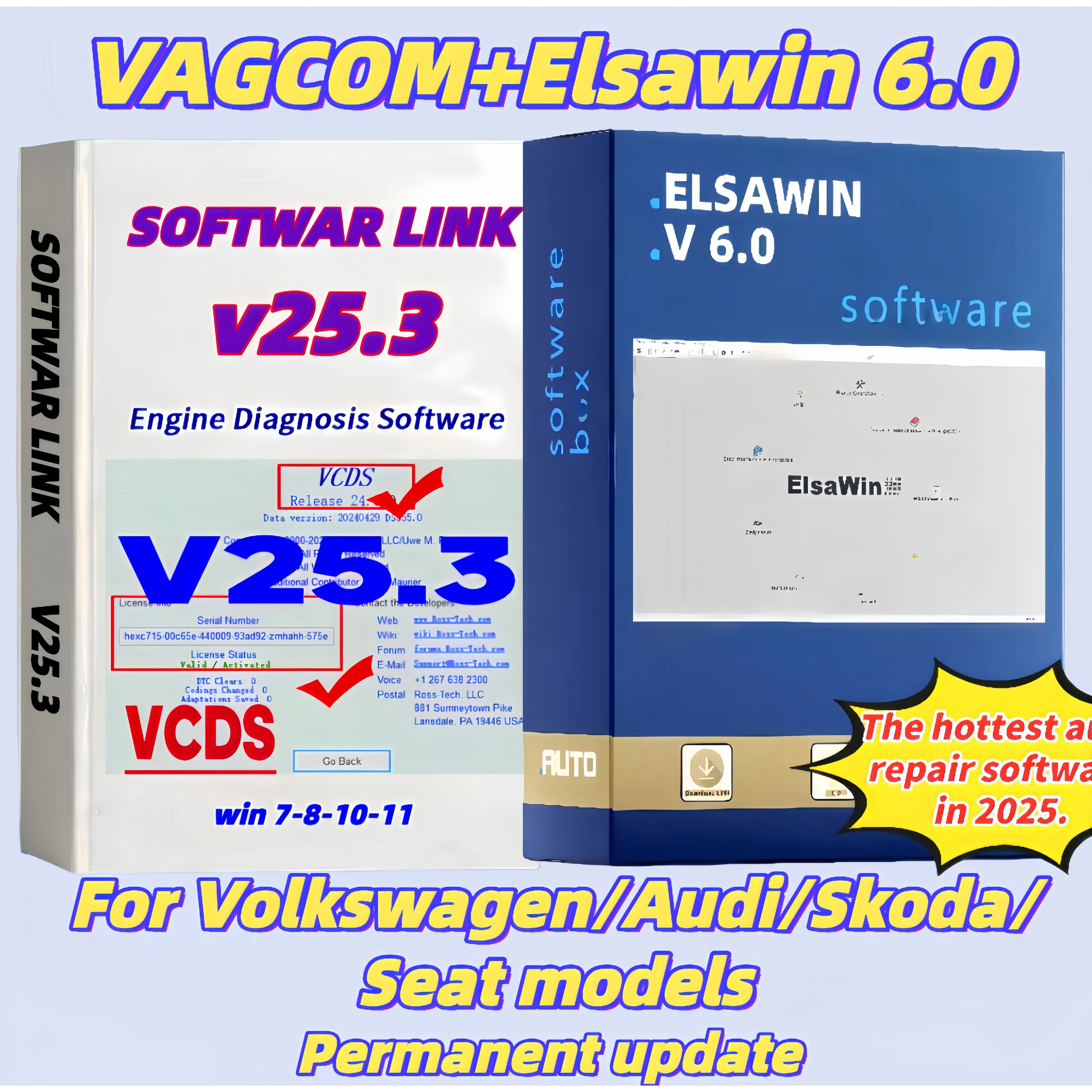 

Professional VCDS HEX-V2 Scanner for VW/Audi/Seat/Skoda. Unlimited VIN, Full System Diagnostic & Coding with ELSAWin 6.0.
