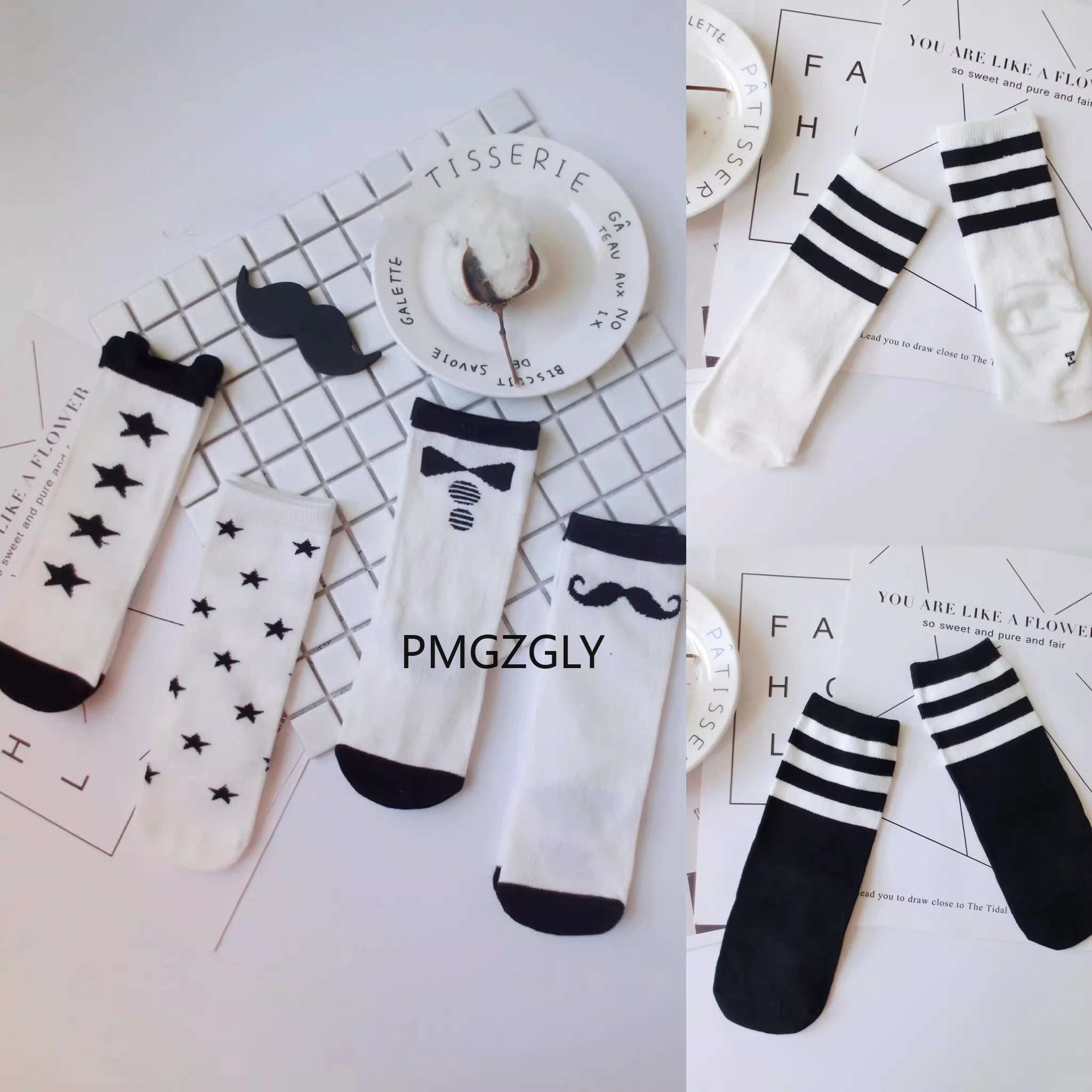 Baby Cotton Socks Autumn Winter Warm Terry Knee High Sock for Newborn Solid Color Cartoon Infant Long Socks