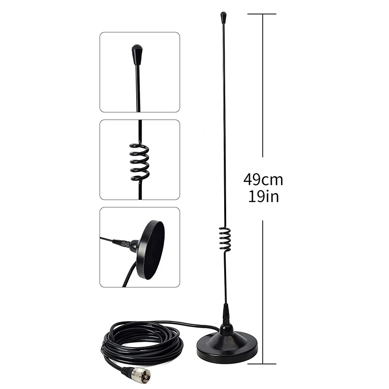 50 PCS Dual Band Magnetic Mount Mobile Antenna VHF/UHF Heavy Duty Magnet Base Antenna PL-259 Plug For Car