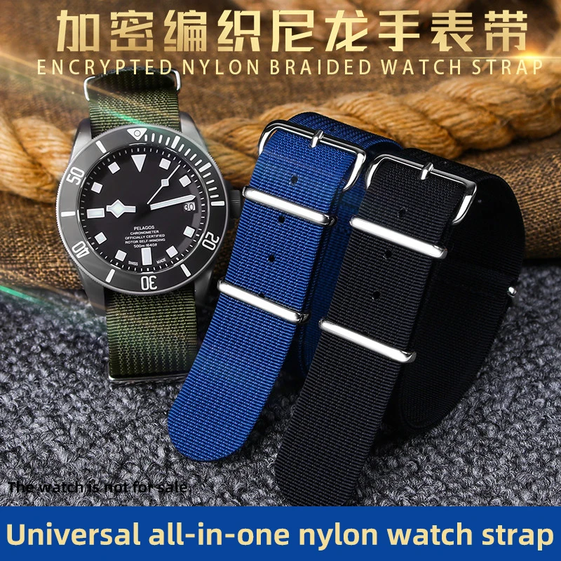 Universal All-In-One Nylon Watch Strap For Tudor Rolex Heuer Woven Nylon Watchband 20mm 22mm Sports Waterproof Bracelet For Men