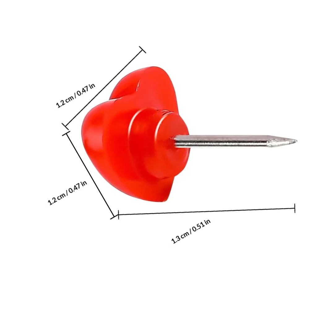 50Pcs Heart Push Pins Red Decorative Thumb Tacks Steel Point Plastic Bulletin Board Pins Cork Board Photo Note Map Markers