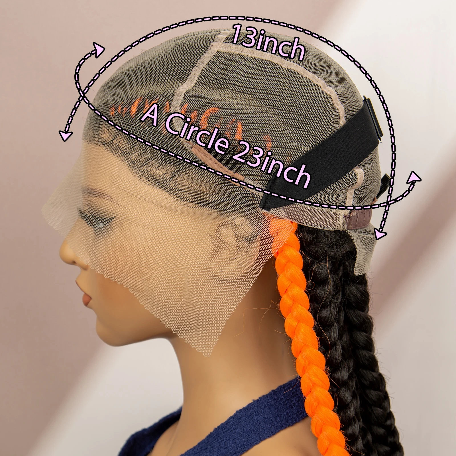 Oranje Highlight Synthetische Gevlochten Pruiken Cornrow Gevlochten Pruiken Volledig Kant Vlechten Haar Pruiken Natuurlijke Kleur Pruik Met Baby Haar