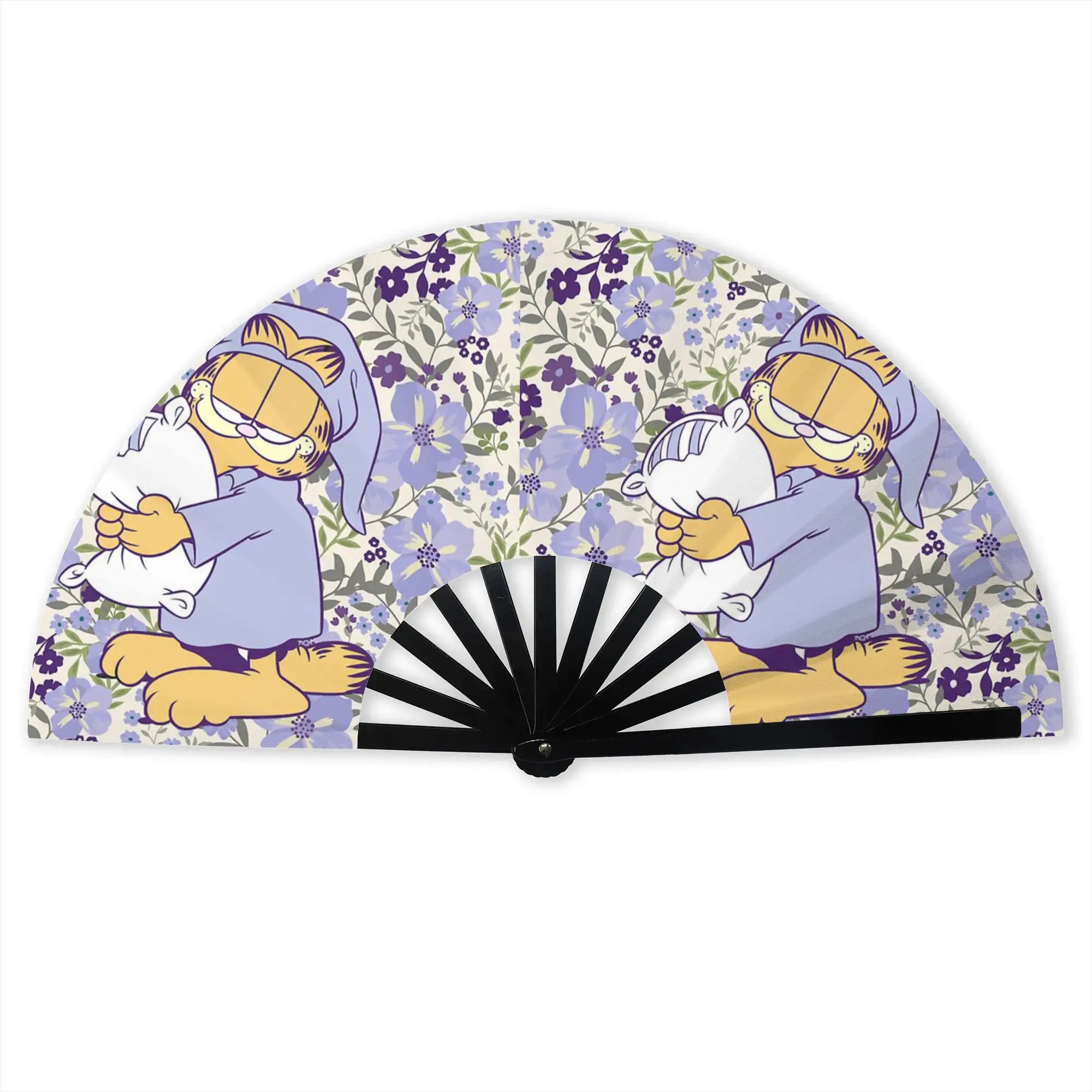 Customized Cat-Comic Hot Anime Portable Pocket Fan Travel  Polyester Folding Fan Chinese Dance Handheld Cooling Fans