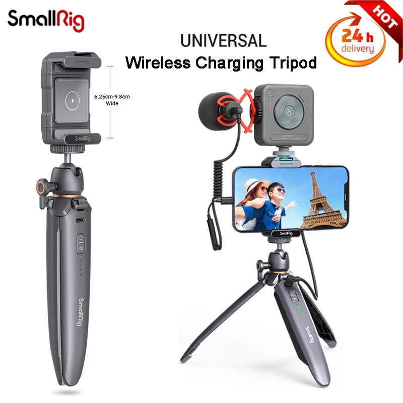 

SmallRig DSLR Phone Tripod With Wireless Charging Clip&Cold Shoe Phone Holder 1/4''Screw Ballhead Smartphone Support Stand 3108