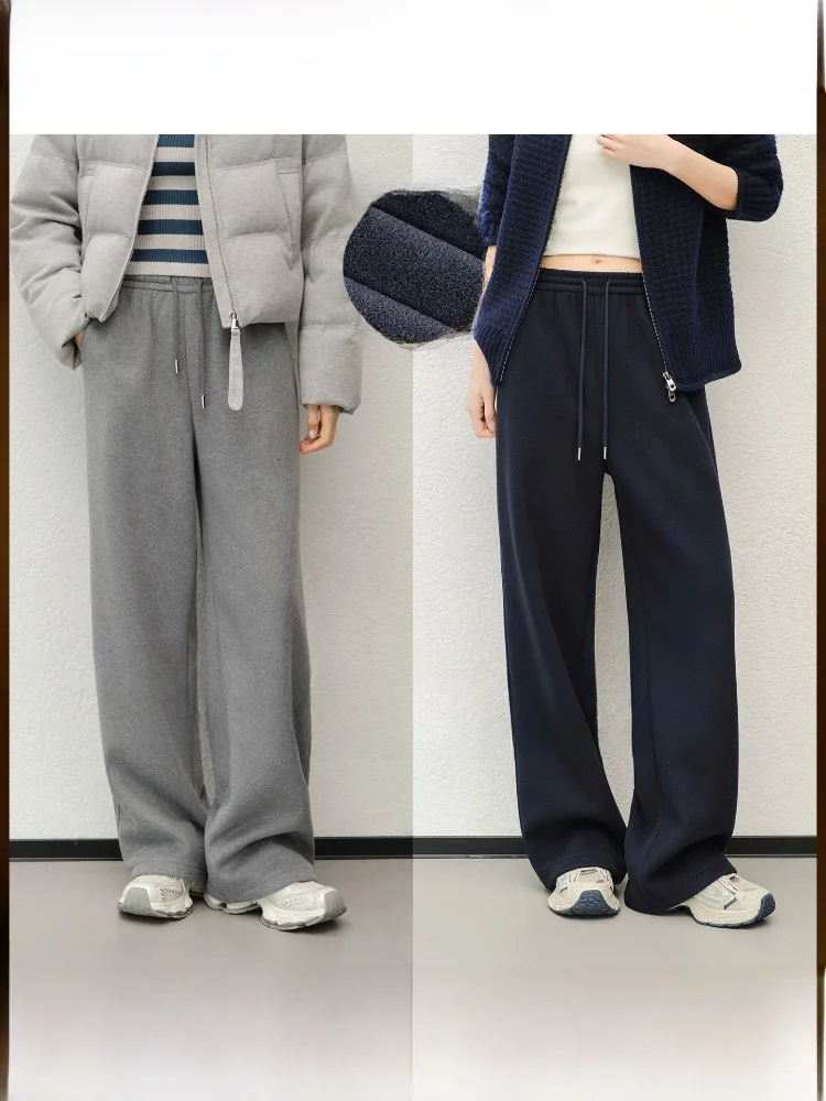 

Meiyang Cloud Soft Casual Pants Orlon Fce Warm Anti-Static Straight Leg High Waist Elastic Waisand Ladies Leisure Trousers