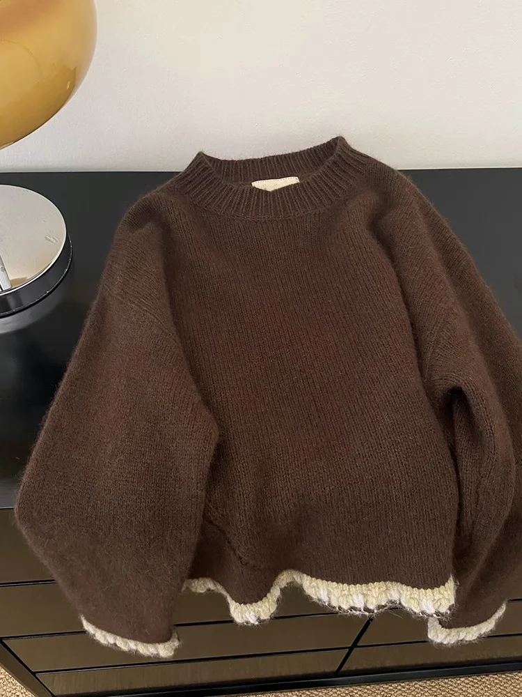 

Sweaters Jumpers Pullovers Womens Elegant Woman Sweater Mockneck Pique Golf Furrys Game Sport Fur Collar Streetwears Fall Active