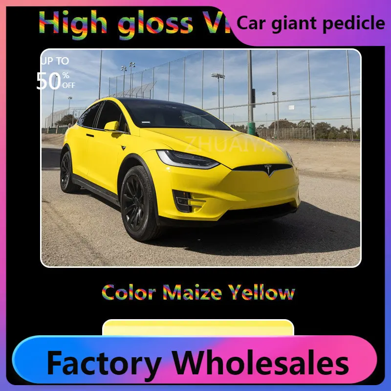 

Highest quality super gloss Maize yellow vinyl wrap for Vehicle wrap quality Warranty ZHUAIYA