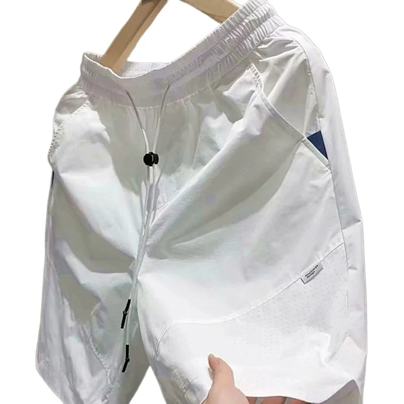 

Ледяной шелк Qui Dry Breathable Me Мужские рта Летние новые повседневные пляжные брюки с высокой талией Пять длинок Молодежная активная одежда