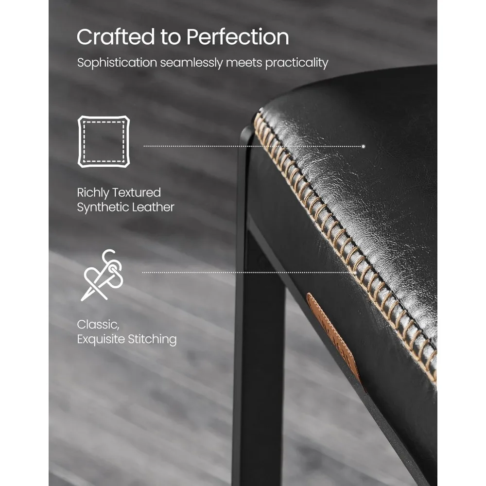 Two-piece Bar Stool Set, High Bar Stools, Synthetic Leather Stitching, Medieval-modern Style Bar Stools