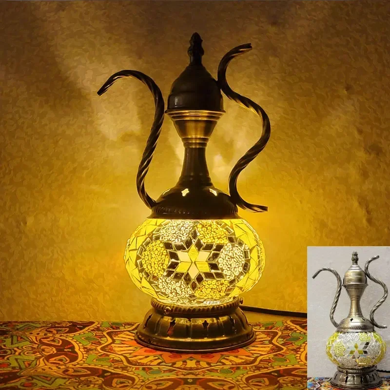 Handmade Glass Table Lamp Turkish Mosaic Home luminaria Decor Living Room Bedroom Nightstand Desk Lights LED Lighting Fixtures
