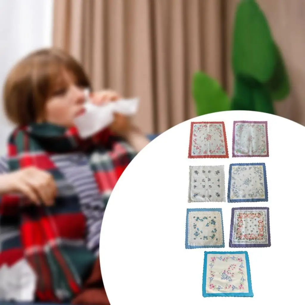 Soft Cotton Floral Hankies for Men Women Absorbent Handkerchief Set Multicolor Reusable for Suit Pocket Daily