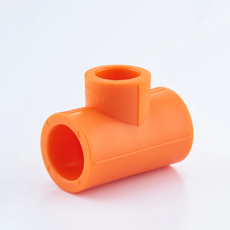 Orange PPR water pipe hot melt connection fittings 20mm 25mm 32mm equal diameter tee and reducing tee (set of 10)