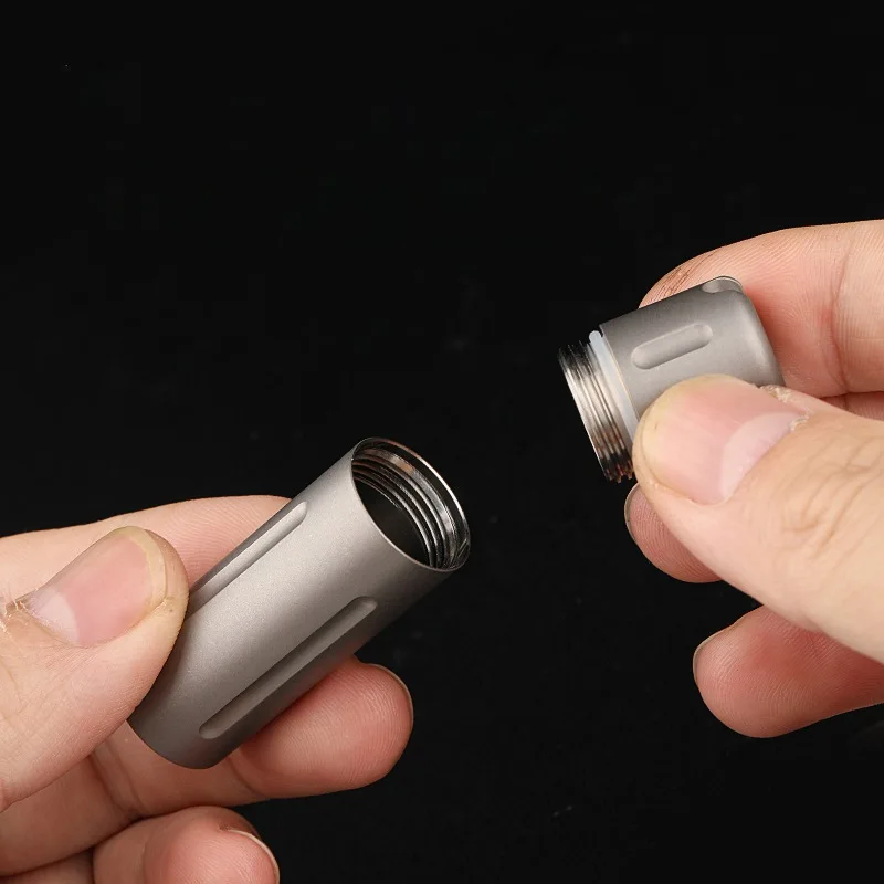 Titanium Alloy Mini Waterproof Sealed Capsule Medicine Case Travel Multi-function Storage Container Bottle Outdoor Camping Tool