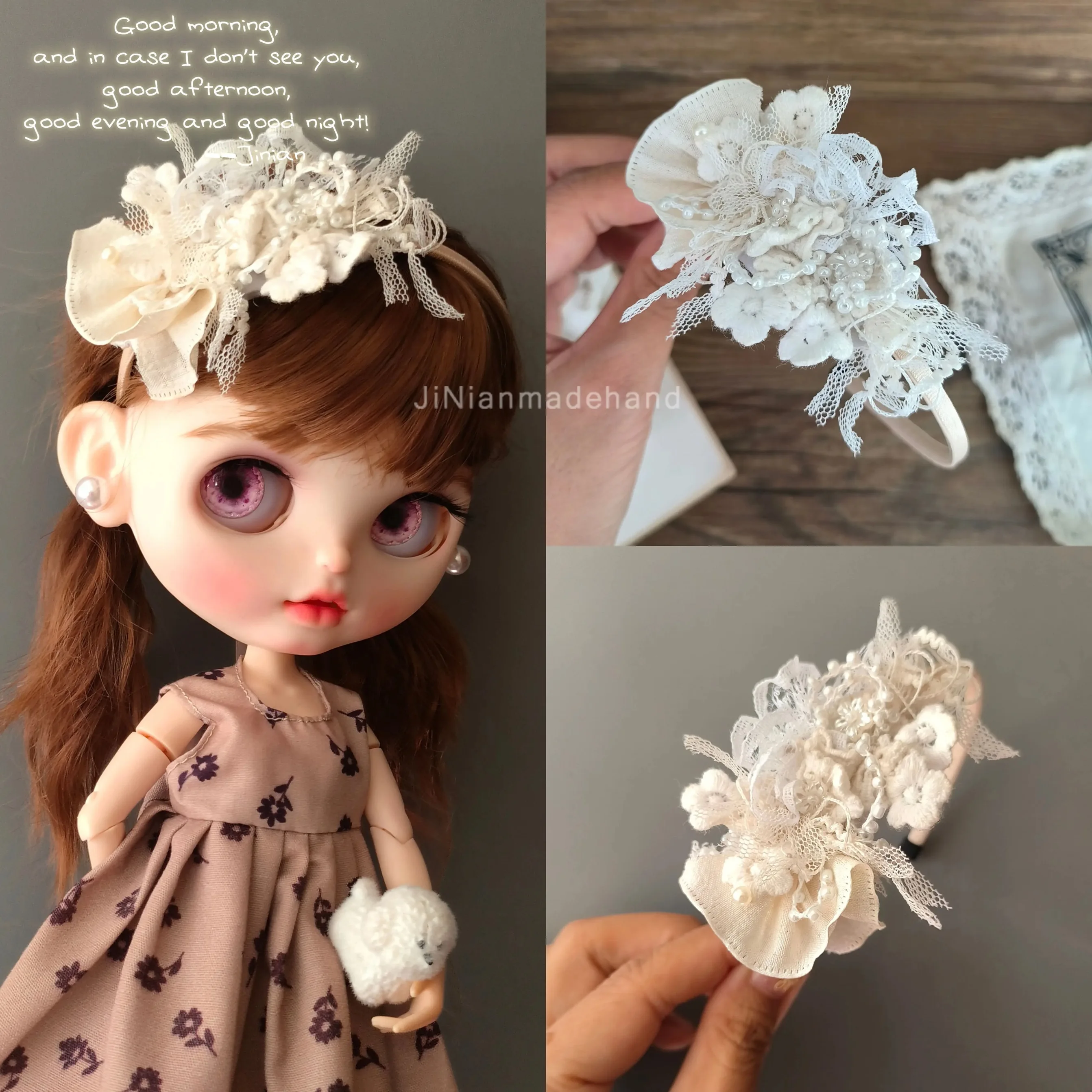 

ICY Blyth Doll Headwear Accessories Lolita Girl Lace Sweet Hair Bands For 19 Joints OB24 Blyth Doll DIIY Dress Up Headdress