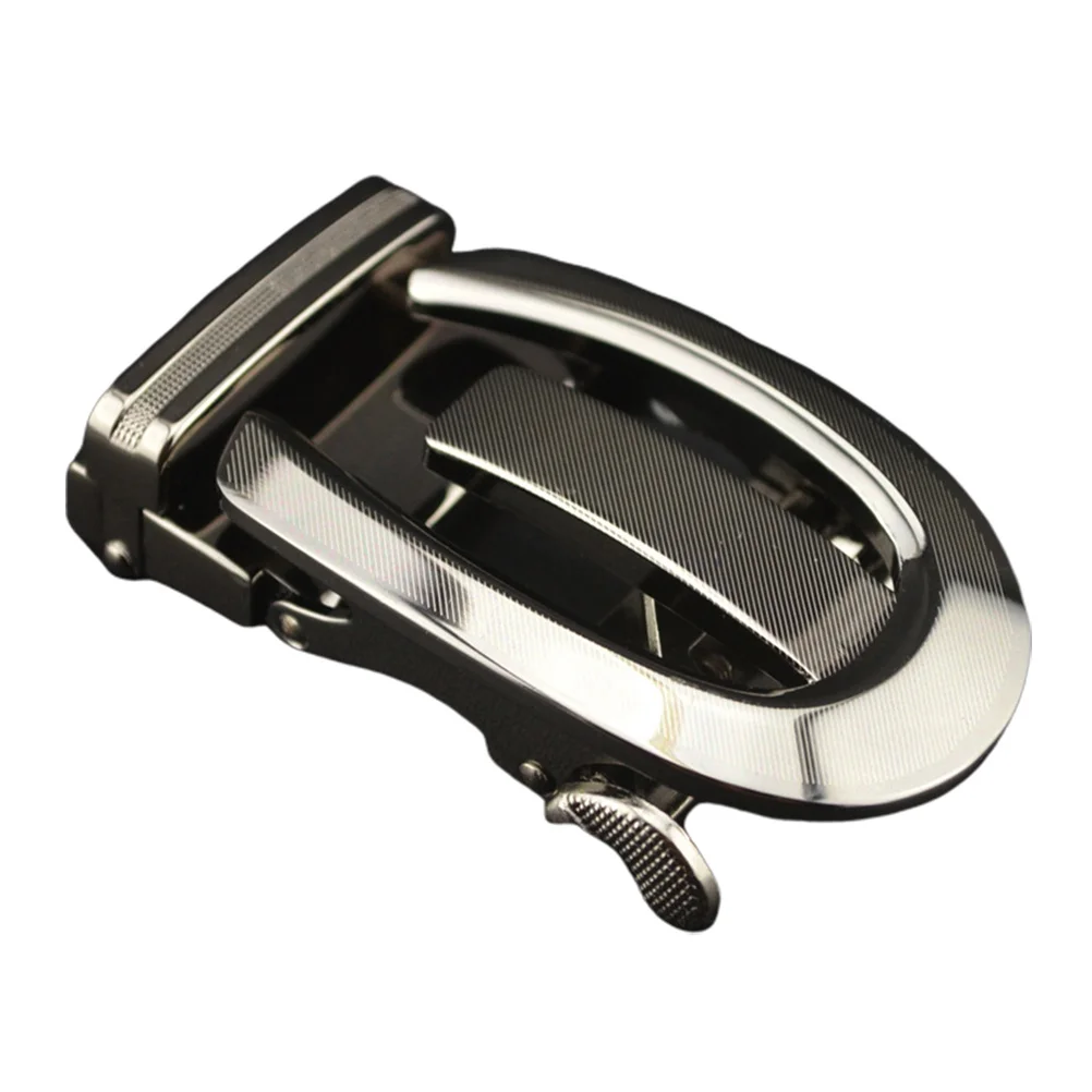 مشبك حزام أوتوماتيكي للرجال مصنوع من خليط معدني مقاوم للخدش، سهل الضبط مناسب مع حزام أسود #5