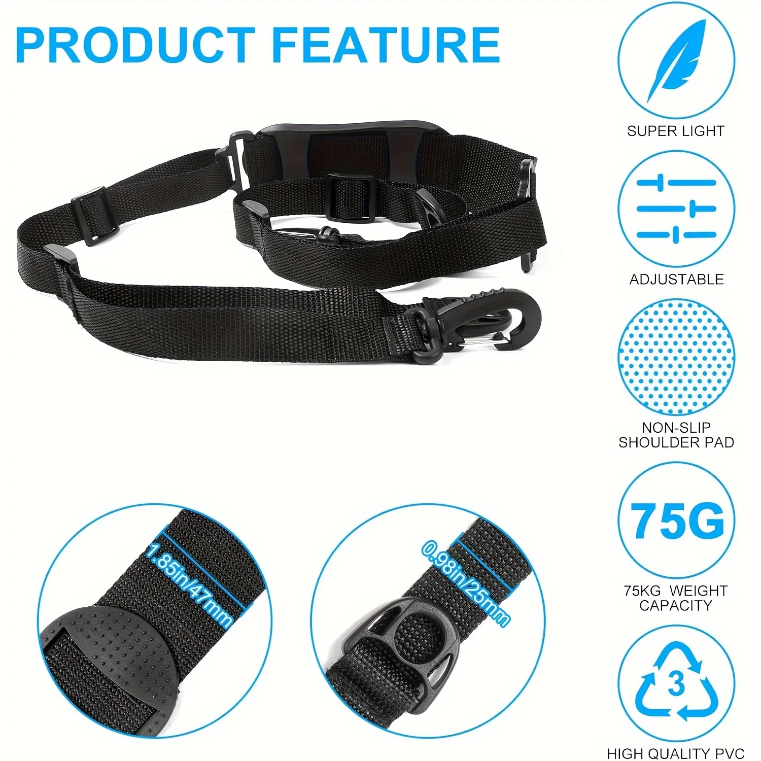 Set tali bahu + tali pembawa, 2 buah tali bahu Universal dapat disesuaikan untuk sepeda, aksesori skuter