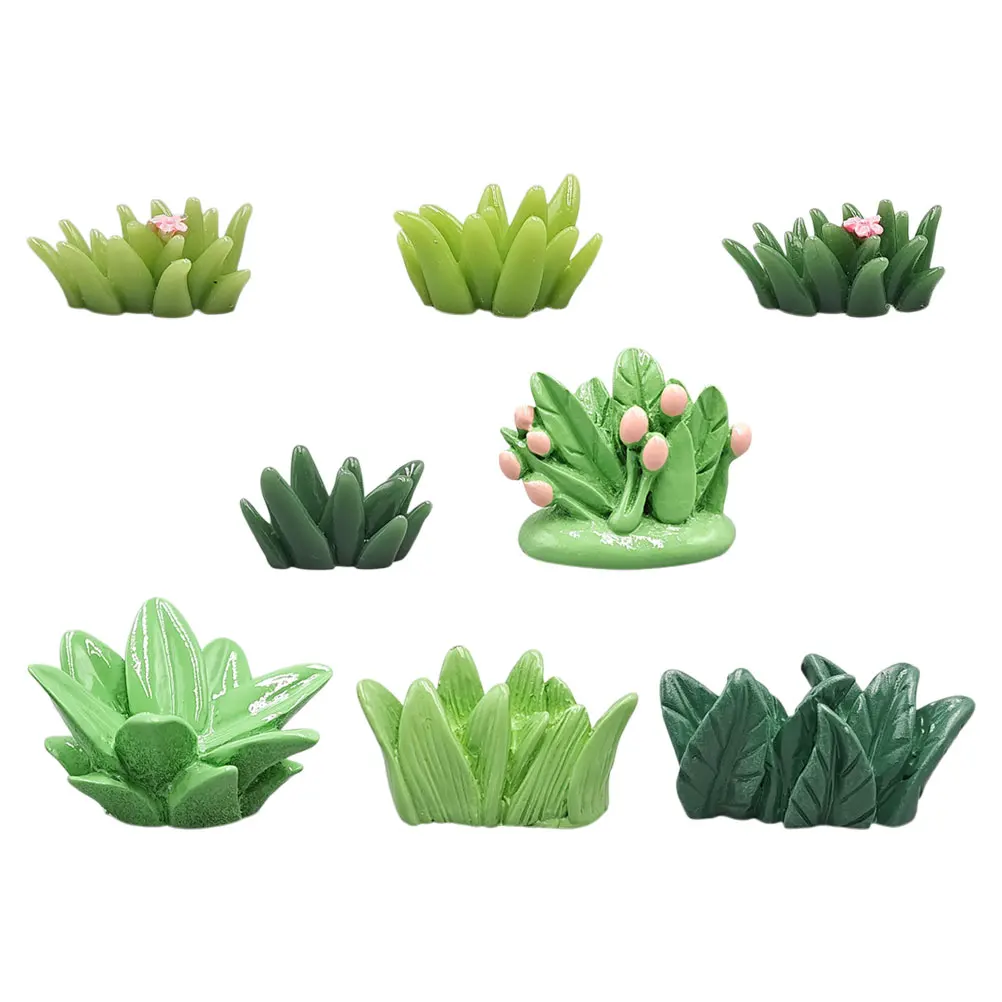 

8Pcs Miniature Greenery Artificial Plants Faux Grass for Crafts DIY Micro Landscape Decoration Fairy Garden Accessories