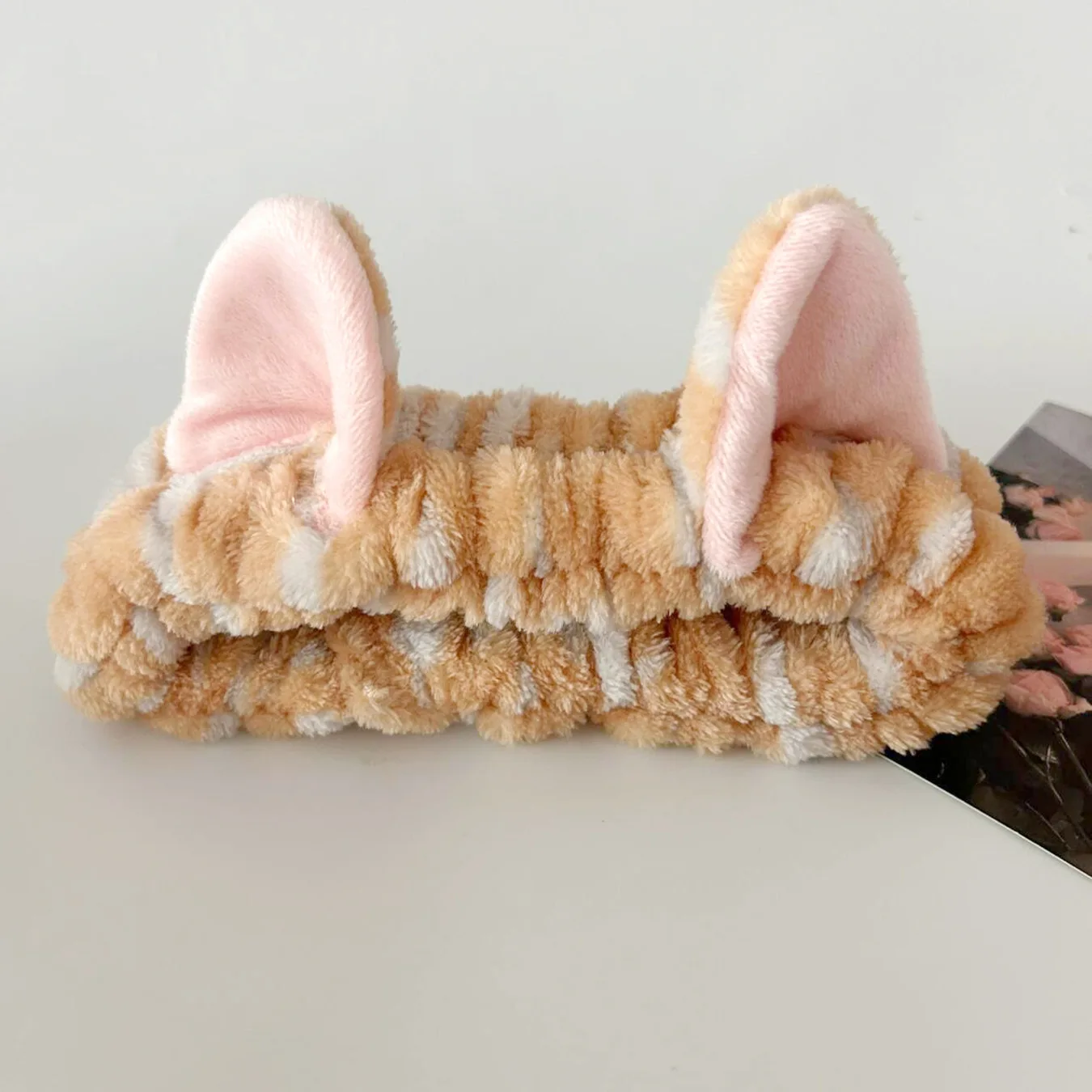 3 teile/satz Nette Katze Ohr Leopardenmuster Plüsch Stirnband Für Frauen Mädchen Spa Waschen Gesicht und Make-Up Stirnband Elastische Handgelenk strap – Detail 6