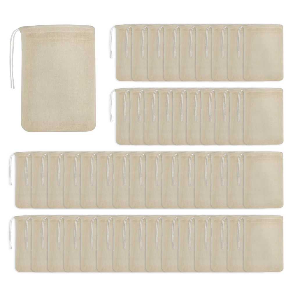 

Practical Cotton Bags Tea Bags 50 Pack Reusable Yarn Cloth Bag Cotton Cloth Bundle Pocket Eco Friendly Sachet Bags