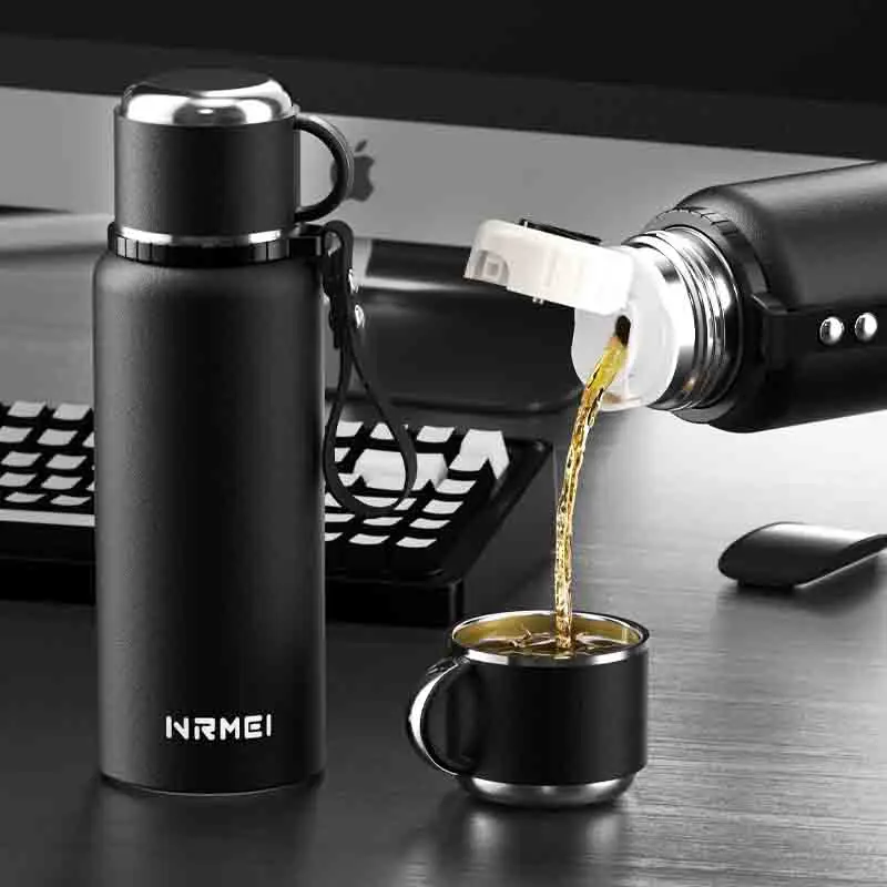 Stanless Steel Thermos Bottle with Tea Filter,Temperature Display Bounce Cover Insulated Bottles Outdoor Portable Vacuum Flasks