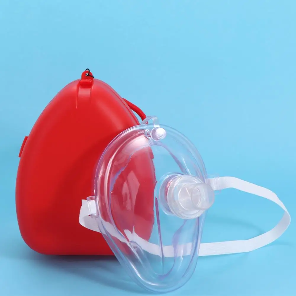Reuseable CPR Breathing Mask One-way Valve Tools Breathing Mask Artificial Respiration Mask Red Professional Cpr Rescue Teaching