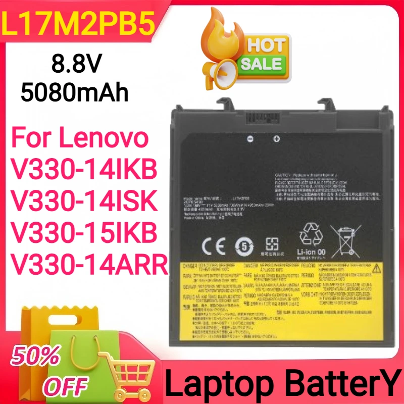 New 8.8V 5080mAh L17M2PB5 L17L2PB5 39Wh Laptop Battery for Lenovo V330-14IKB V330-14ISK V330-15IKB V330-14ARR