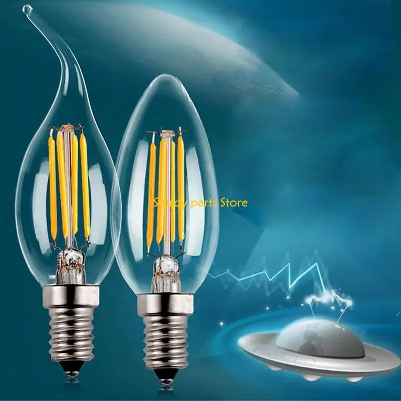 97QC E14 6W EDISON COBフィラメントレトロLEDライトキャンドル/炎のバルブランプシャンデリア