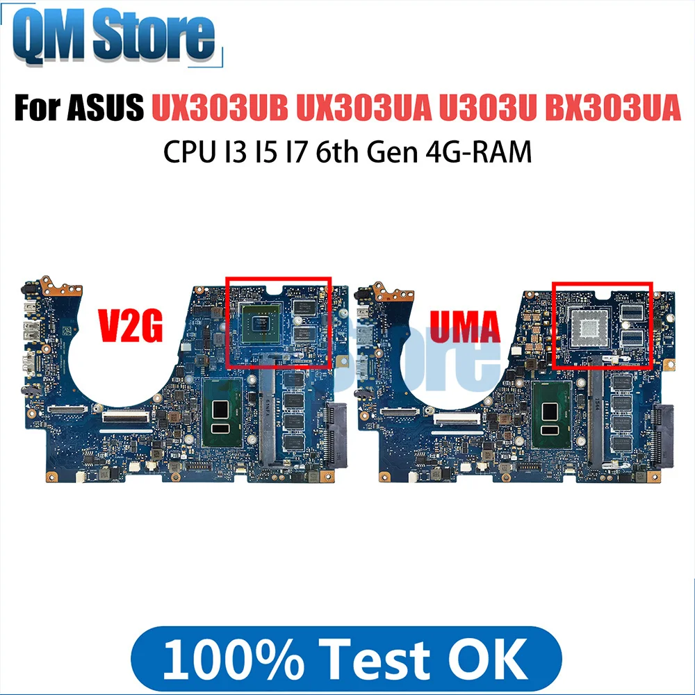 

UX303U Mainboard For ASUS UX303UB UX303UA U303UB BX303UA U303UA Laptop Motherboard With CPU I3 I5 I7 6th Gen 4G RAM GT940M