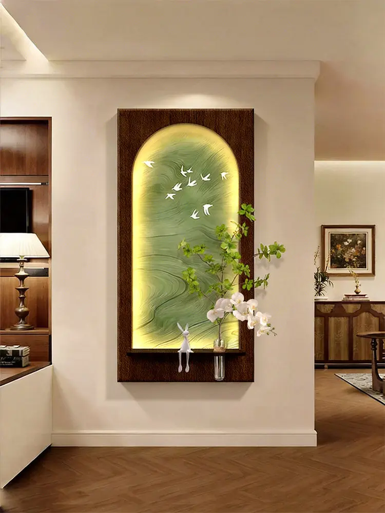 Medieval Style Entranceway Decorative Painting Hydroponic Greenery Hallway Passage Hanging Art 3D Wall Light Painting