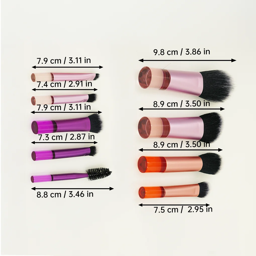 Make-upborstelset, 9 hoogwaardige synthetische make-upborstels, voor foundation, professionele oogschaduw, eyeliner, concealer make-upborstelset, met stoffen reismake-uptasje