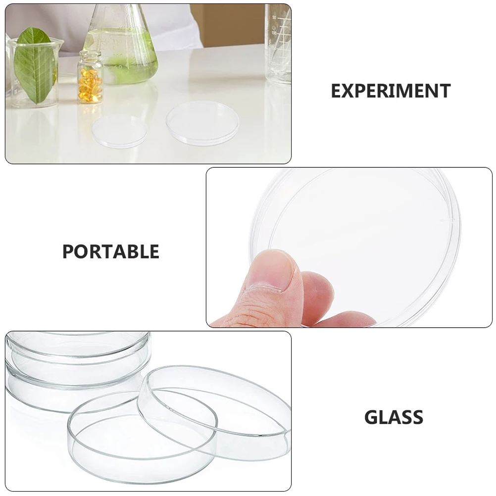 

4Pcs High Borosilicate Petri Dish Glass Professional Corrosion Resistant Laboratory Chemistry Plates for Biological Research