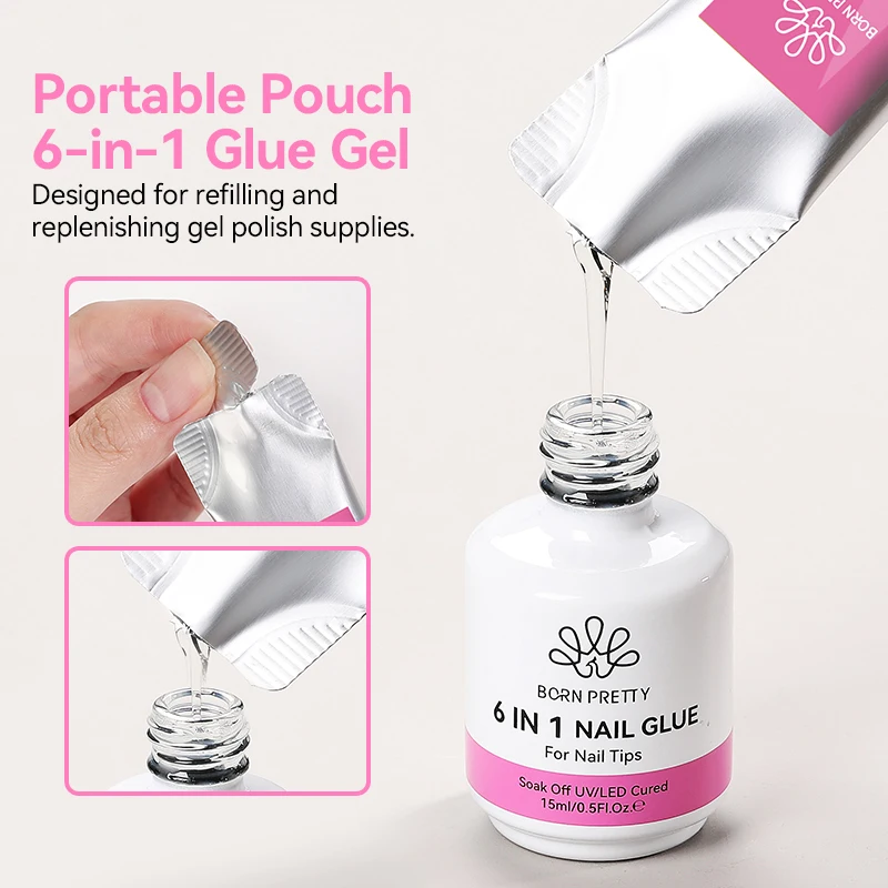 BORN PRETTY 15g 6 en 1 Extension ongles vernis Gel UV paquet rechargé construction ongles Gel Base en caoutchouc Semi Permanent ongles Art Gel