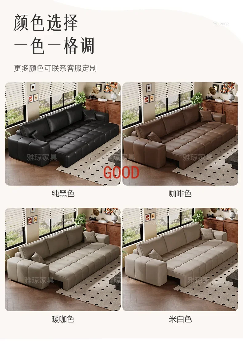 Диван из натуральной воловьей кожи в средневековом стиле, Электрический Выдвижной регулируемый диван для гостиной, многофункциональный диван-кровать с нулевой стеной