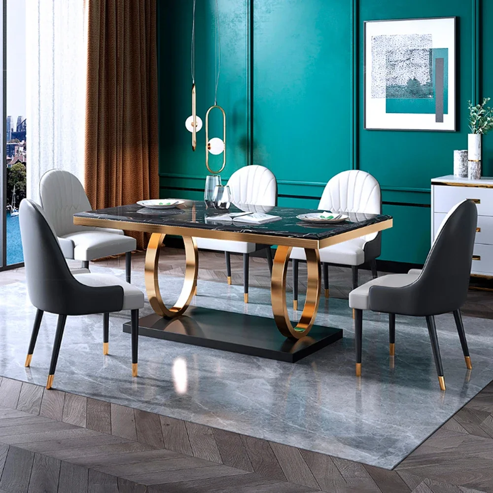 Modern Dining Room Furniture Nordic Rectangular Luxury Marble Dining Table Dining Table Set With Chairs For Sale