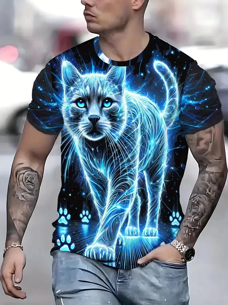

2025 3D Printed Men's T-shirts Cartoon Cute Cat Grsphic T Shirts Men Women Short Sleeve O-Neck Tees Casual Street Funny Y2k Tops