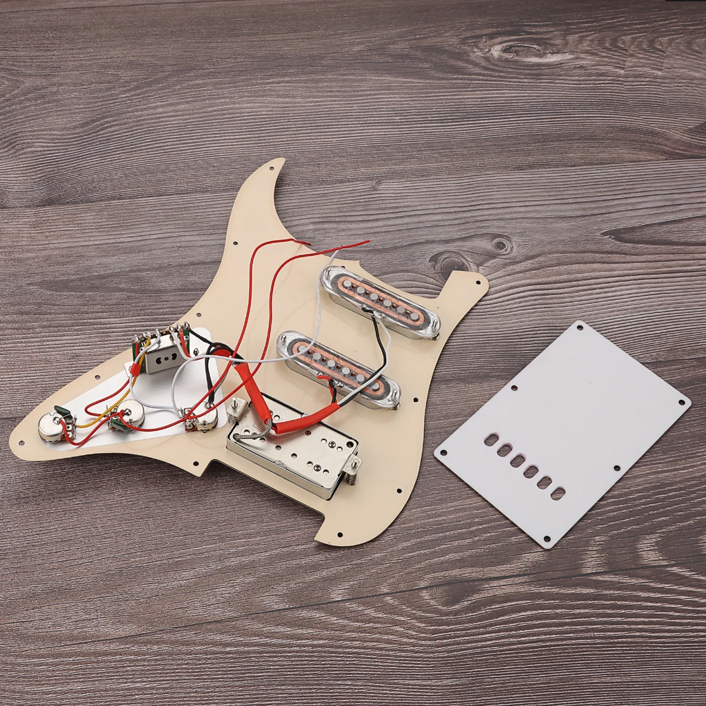 SSH Guitar Pickguard Prewired Pickguard  with Alnico 5 Pickups Set Rosewood grain Silver pickup cover for Strat Electric Guitar