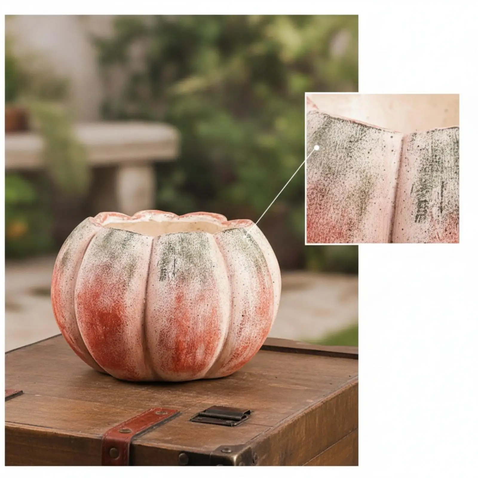 Pumpkin Planter Festive Pumpkin-Shaped Plant Pot Halloween Planter with Embellishment for Gardeners, Garden, Patio, Balcony