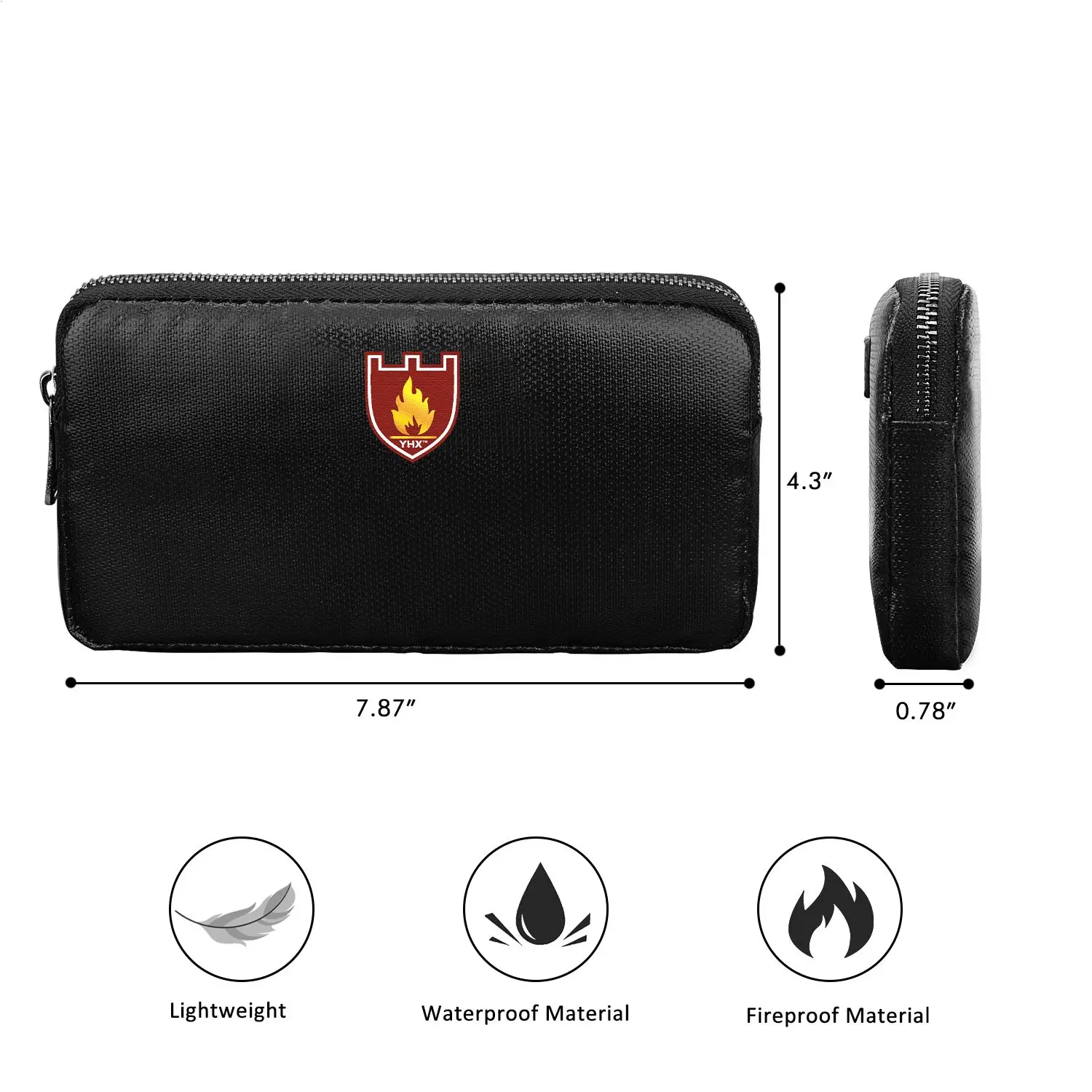 Black Mobile Power Organizer Bag with Zipper Charging Treasure Organizer Bag Fireproof Waterproof Explosion Proof Portable