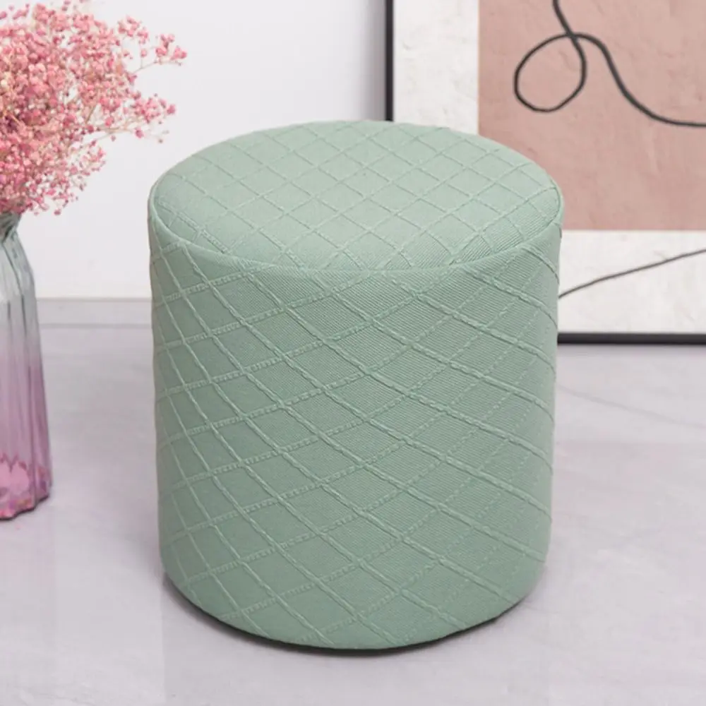 New Solid Color Jacquard Ottoman Cover Round Soft Square Stool Cover Elastic Pouf Stool Cover Living Room