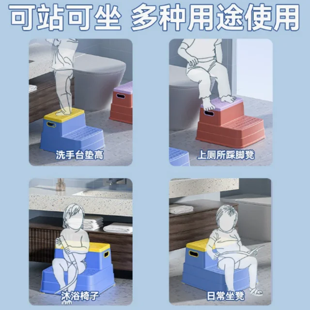 Household Kids Safety Step Stool 2-Tier Non-slip Foot Ladder Portable Helper for Bathroom Sink 2