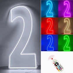 76cm Large Colorful LED Neon Numbers Sign 0-9 Stand up for Birthday Party Decorations 30 Inch Tall Glow-in-the-Dark Digit Displa