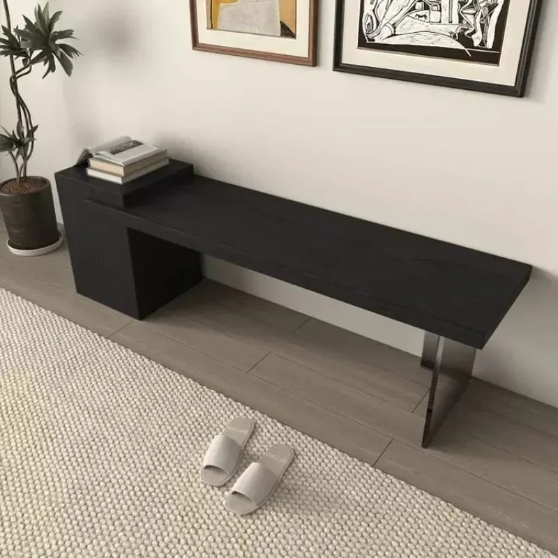 New Chinese acrylic solid wood bench, bedroom shoe change, log bed end living room bench, home use