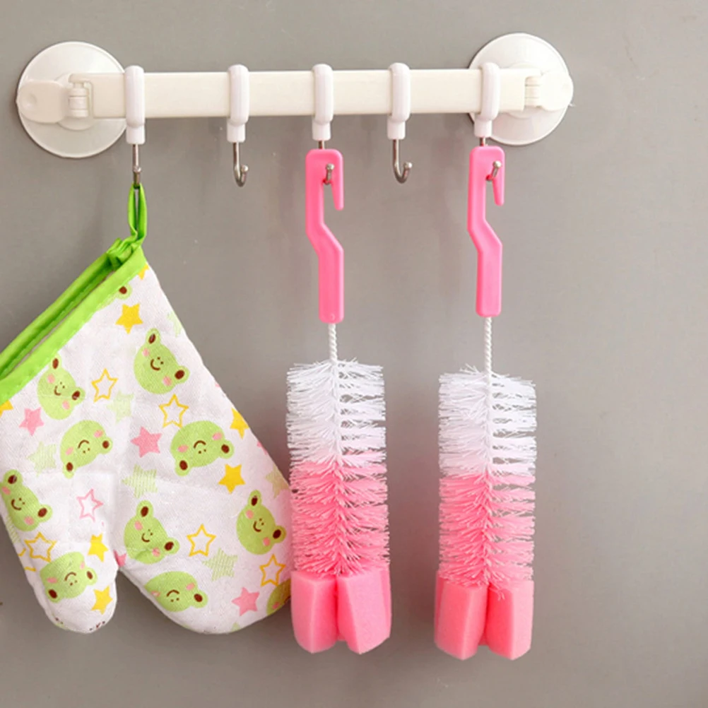 

2pcs Bottle Cleaning Brush Sponge Head Flexible Neck Plastic Handle For Narrow Wide Baby Bottles Cups Jugs Tea Kettles Wine