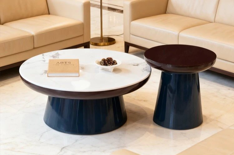 Marble solid wood coffee table living room home high-end designer coffee table side table combination