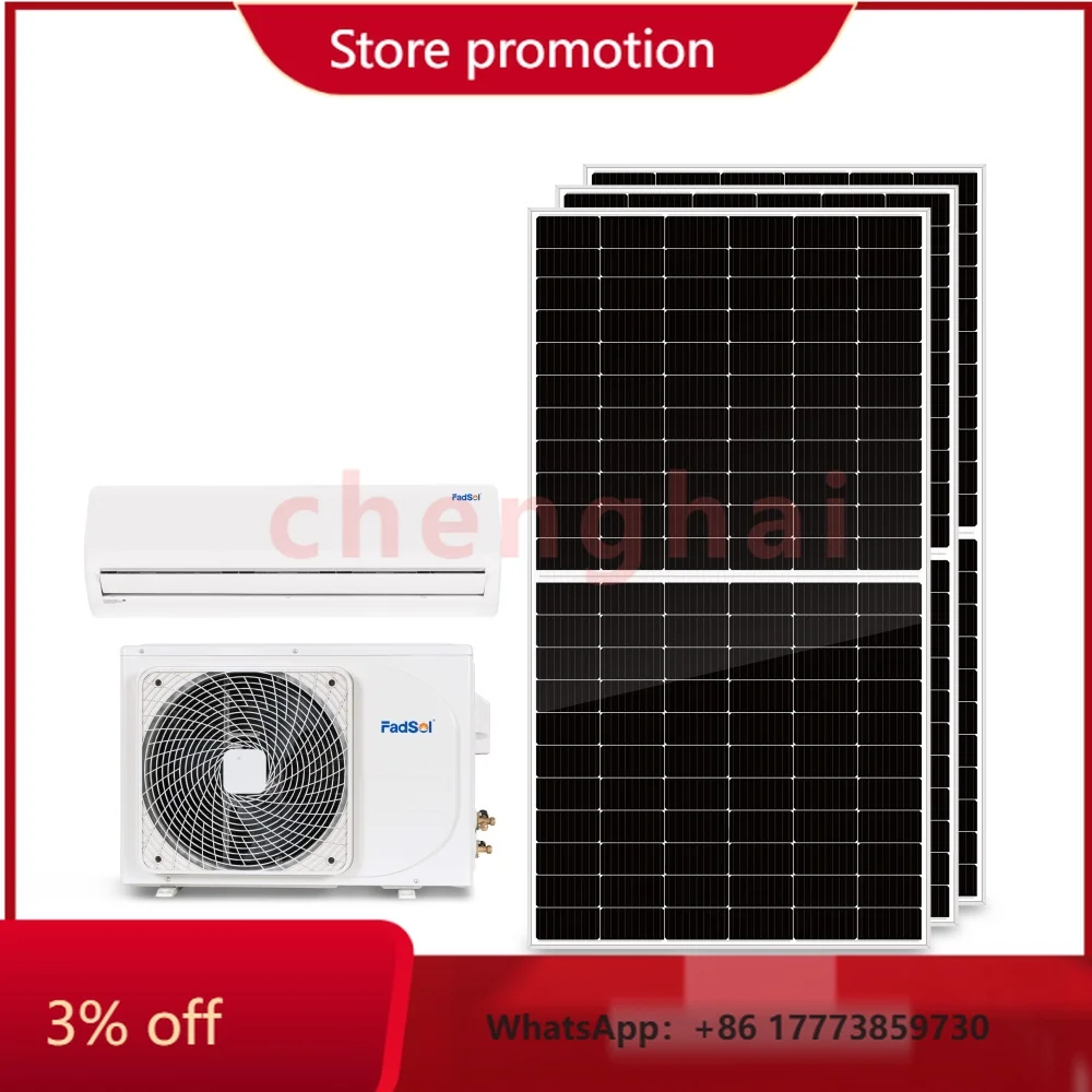 CHKJ for FadSol 12000/18000/24000BTU Solar & Grid Hybrid Split AC/DC Air Conditioner with Cooling/Heating and 5-Year Warranty