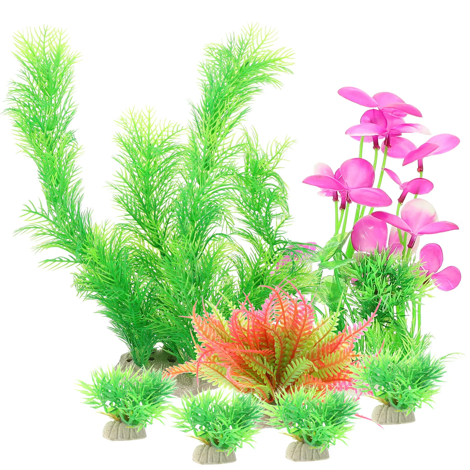 

7pcs Aquarium Plants Decorative Watergrass Ornament Fish Tank Accessories Plastic Aquatic Plant Reptile Cage Fake Grass Aquarium