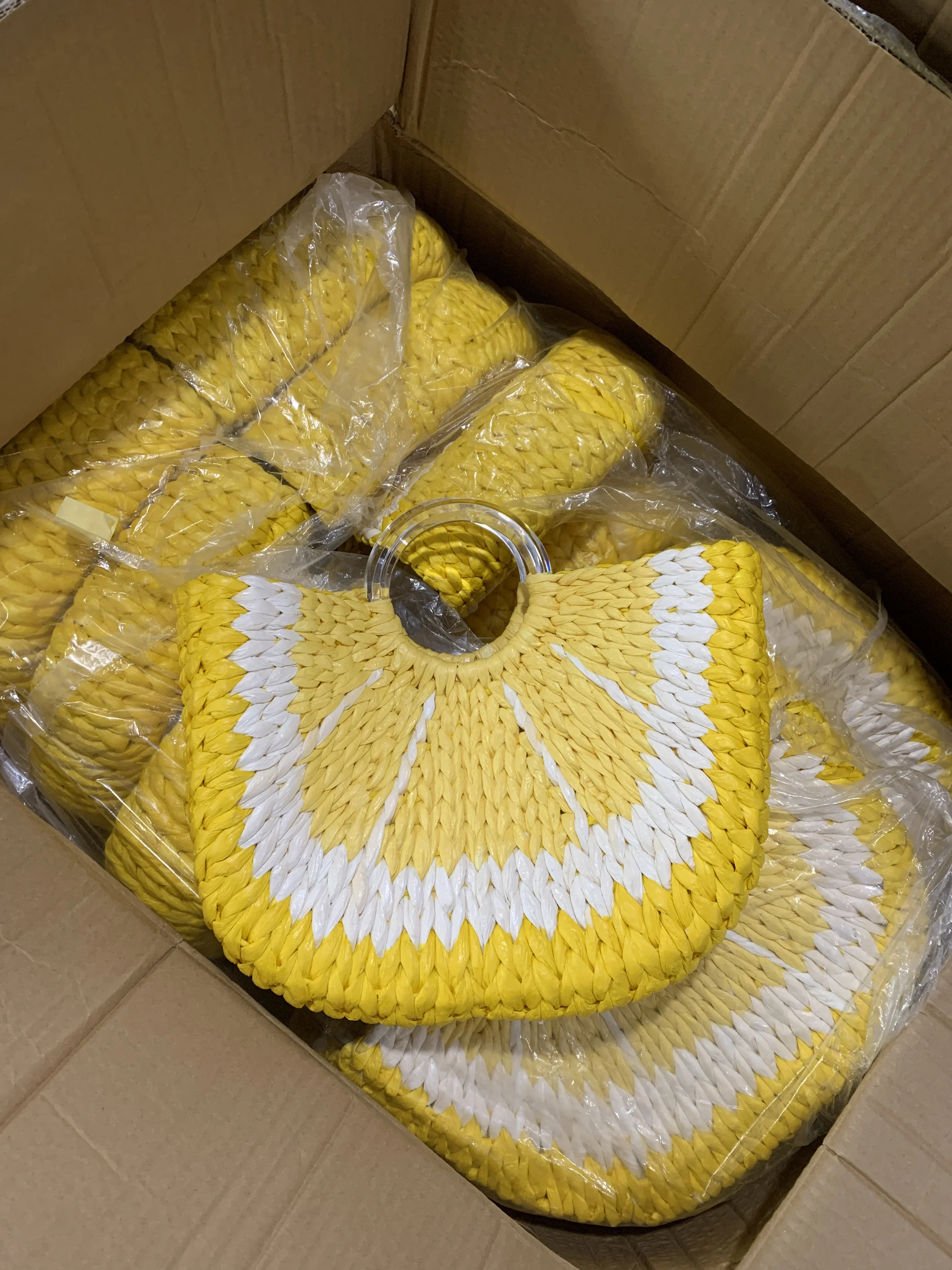 

Lemon Yellow Fashion Summer Weaved Carry Bag Holiday Short Travel